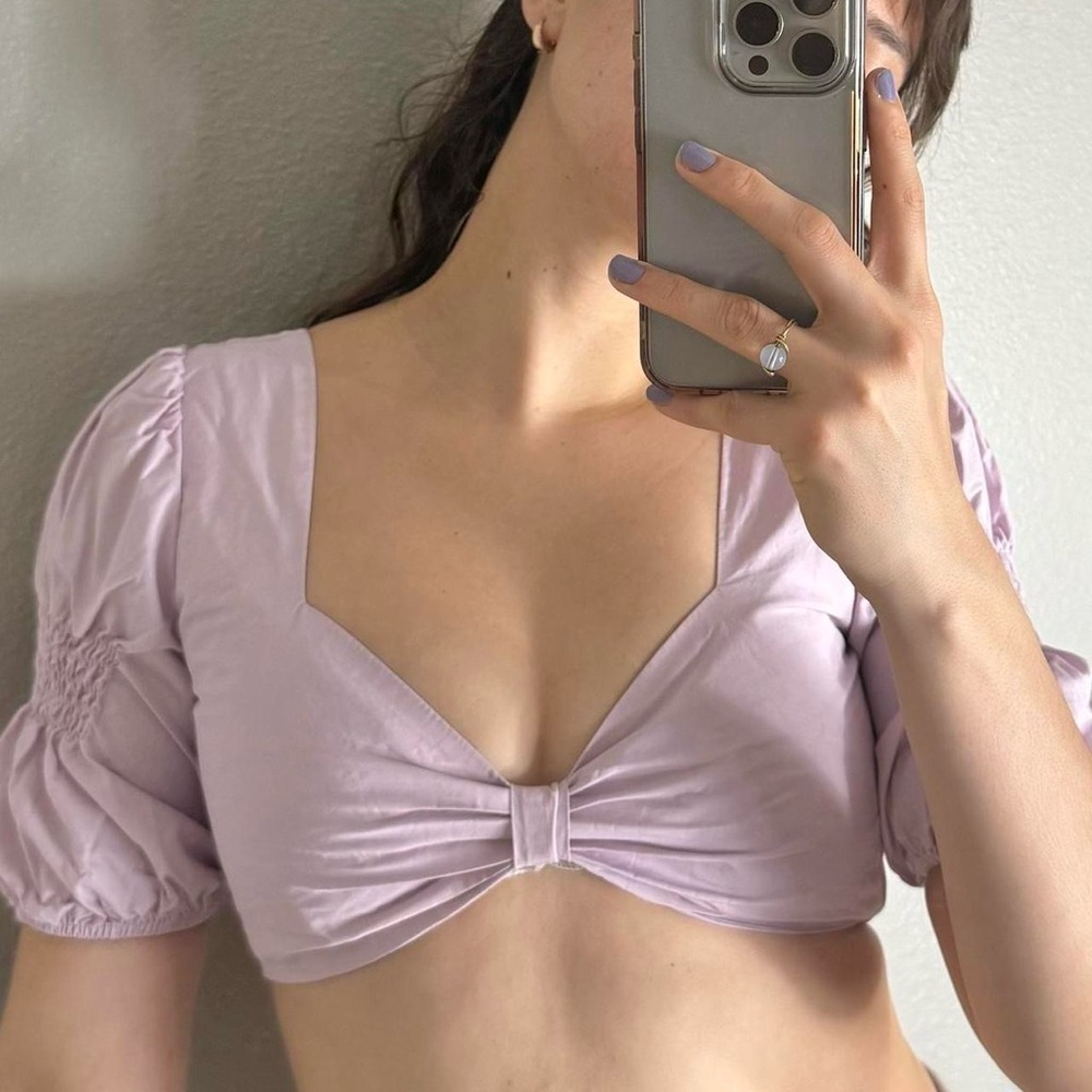 Superdown Puff Sleeve Crop Top